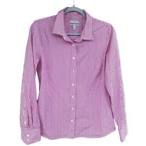 J.CREW Stretch Perfect Womens Button Up Blouse Long Sleeve Pink Striped Size M